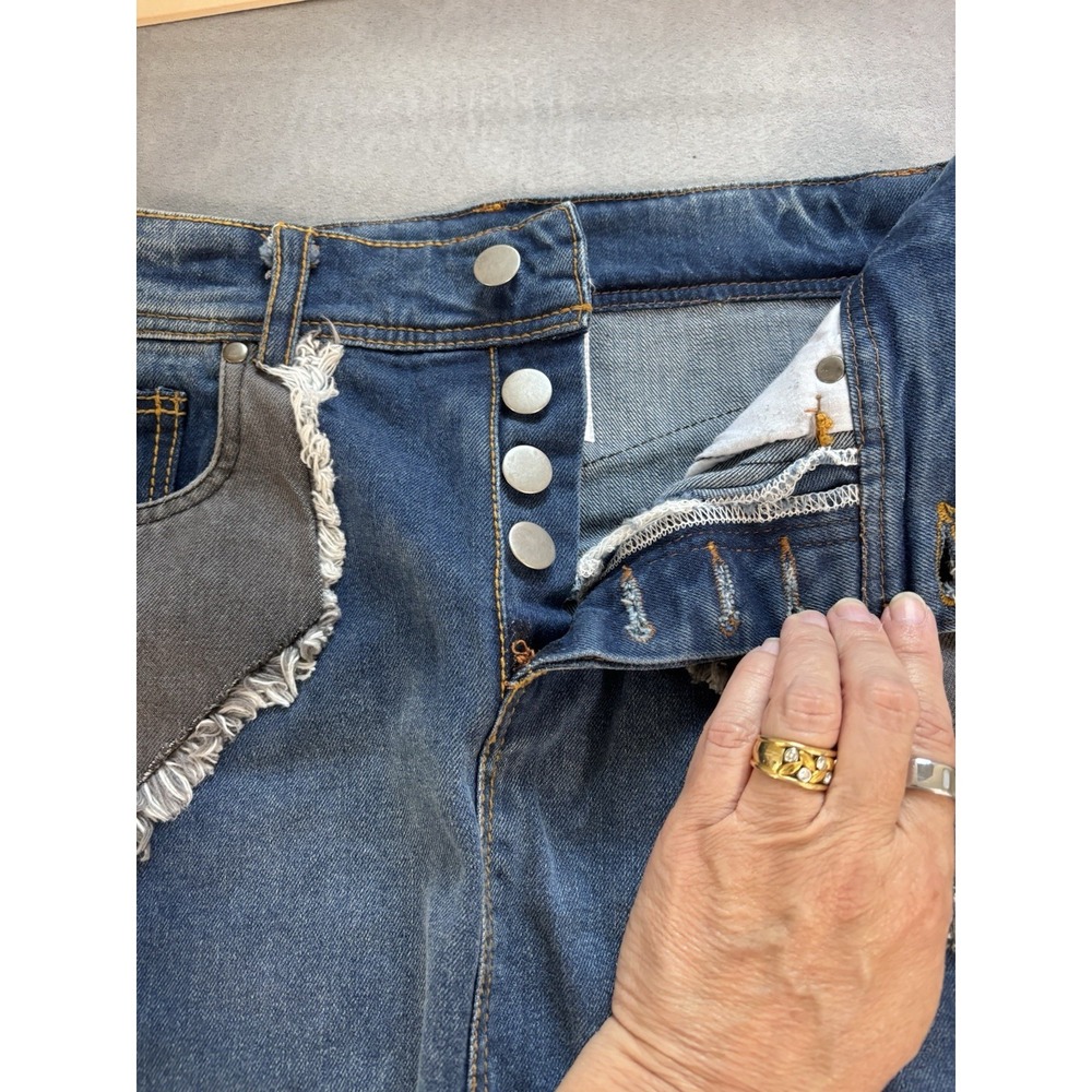 Understated Leather Womens Daisy Two Tone Denim Mini Skirt Sz S Western Texas - Picture 9 of 11